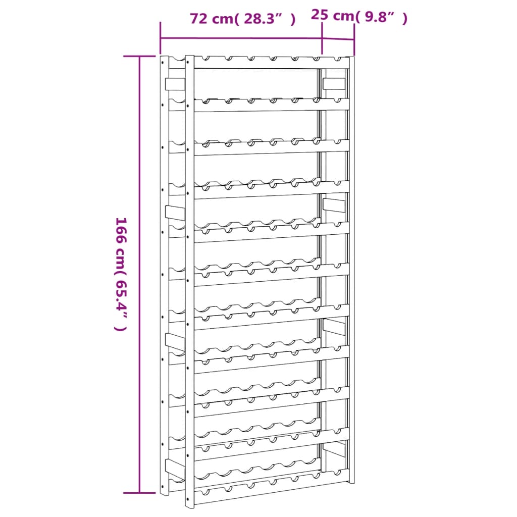 Casier à bouteilles pour 77 bouteilles marron bois pin solide