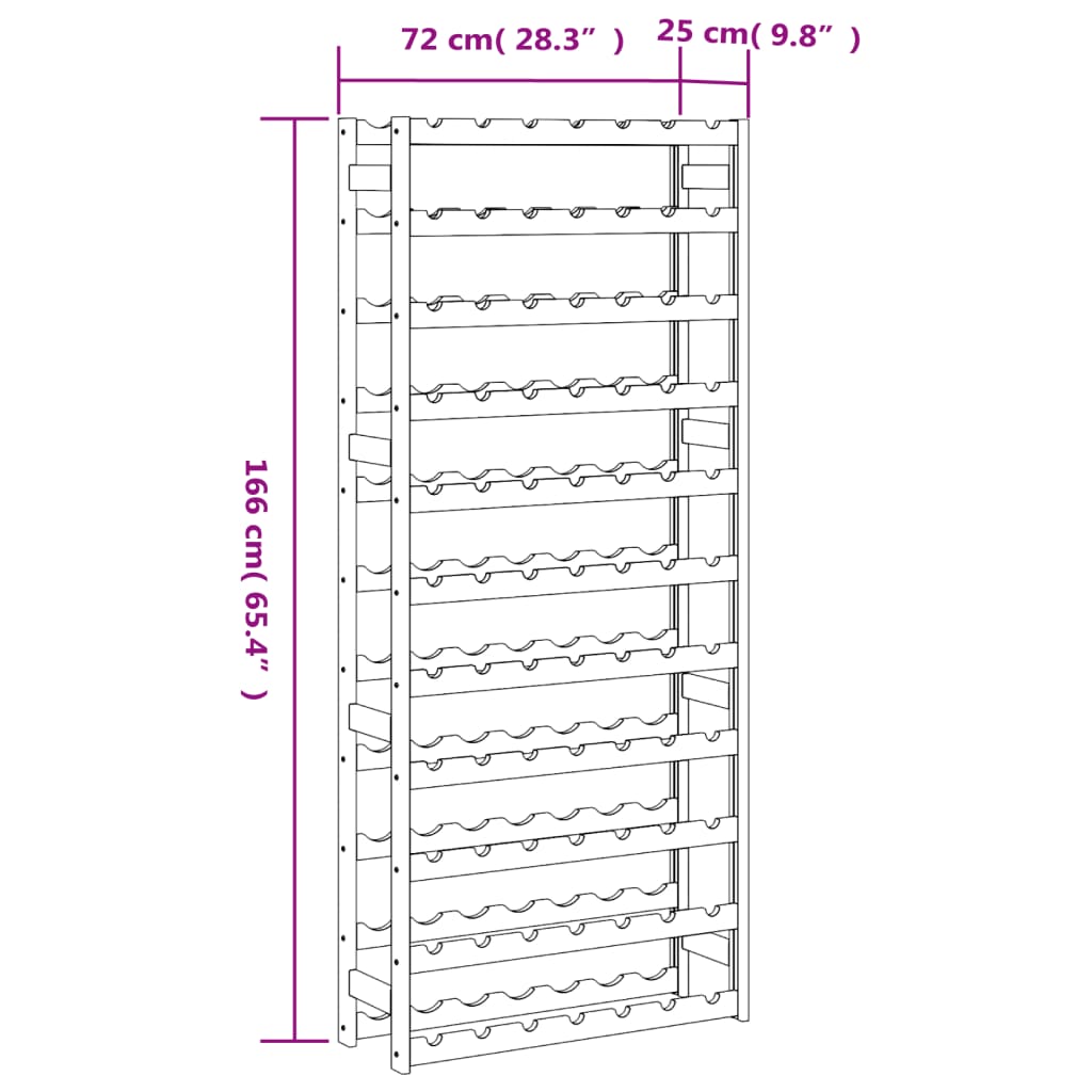 Casier à bouteilles pour 77 bouteilles noir bois pin solide