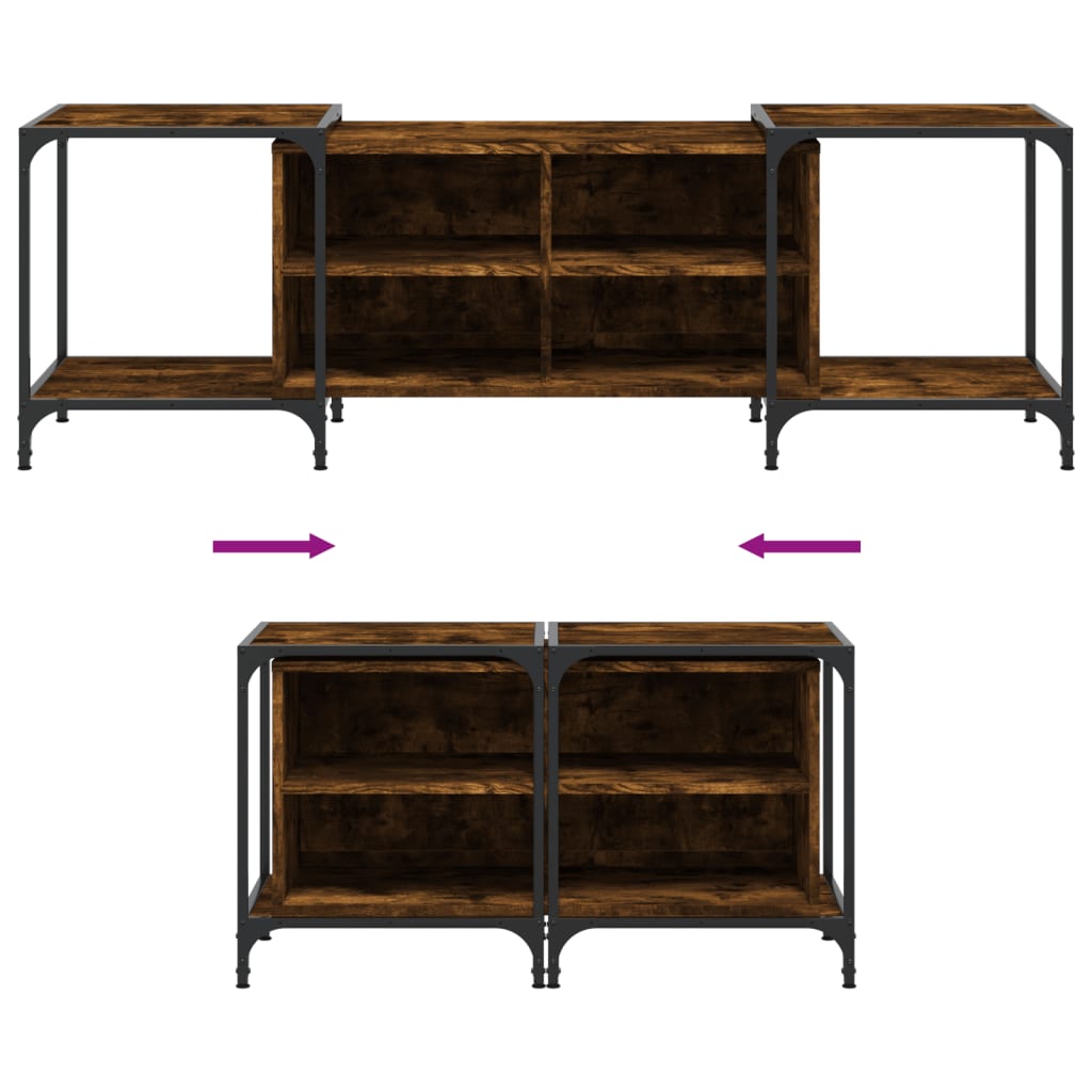 Meuble TV chêne fumé 153x37x50 cm bois d'ingénierie