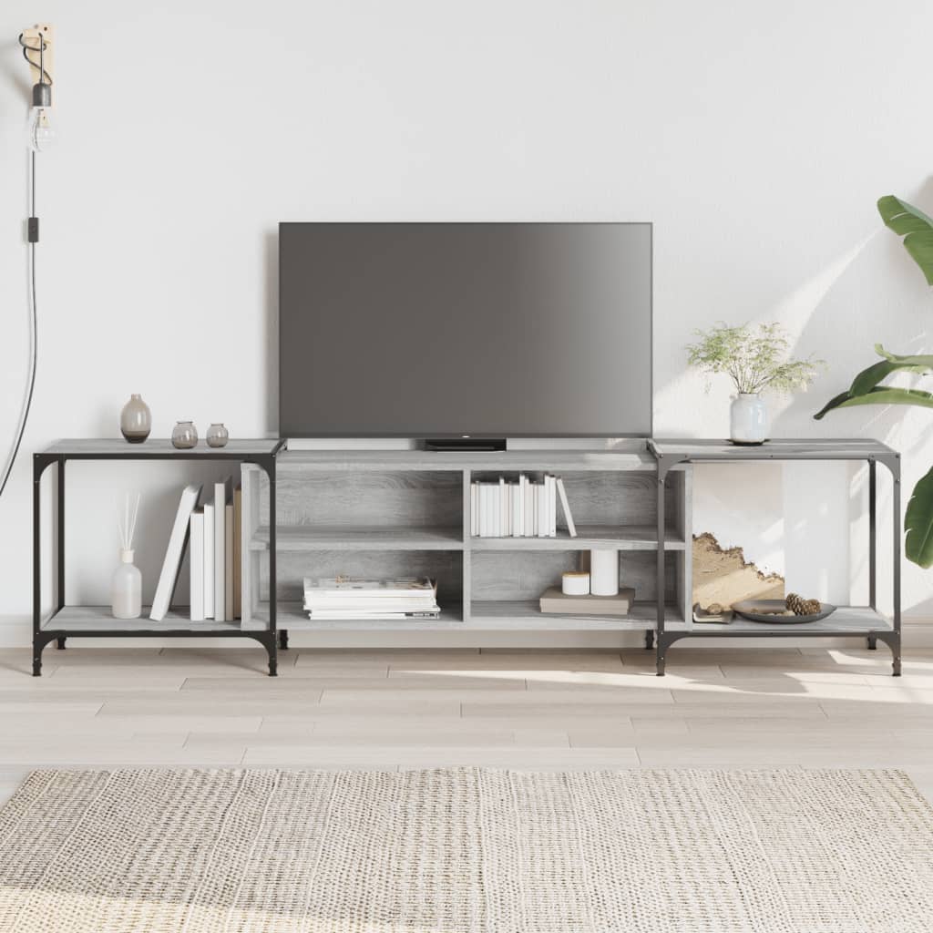 Meuble TV sonoma gris 203x37x50 cm Bois d'ingénierie