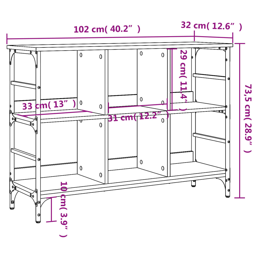 Buffet noir 102x32x73,5 cm bois d'ingénierie