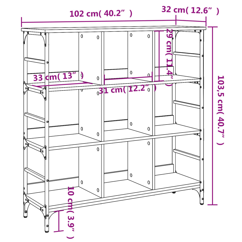 Buffet chêne fumé 102x32x103,5 cm bois d'ingénierie