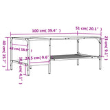 Table basse avec support noir 100x51x40 cm bois d'ingénierie