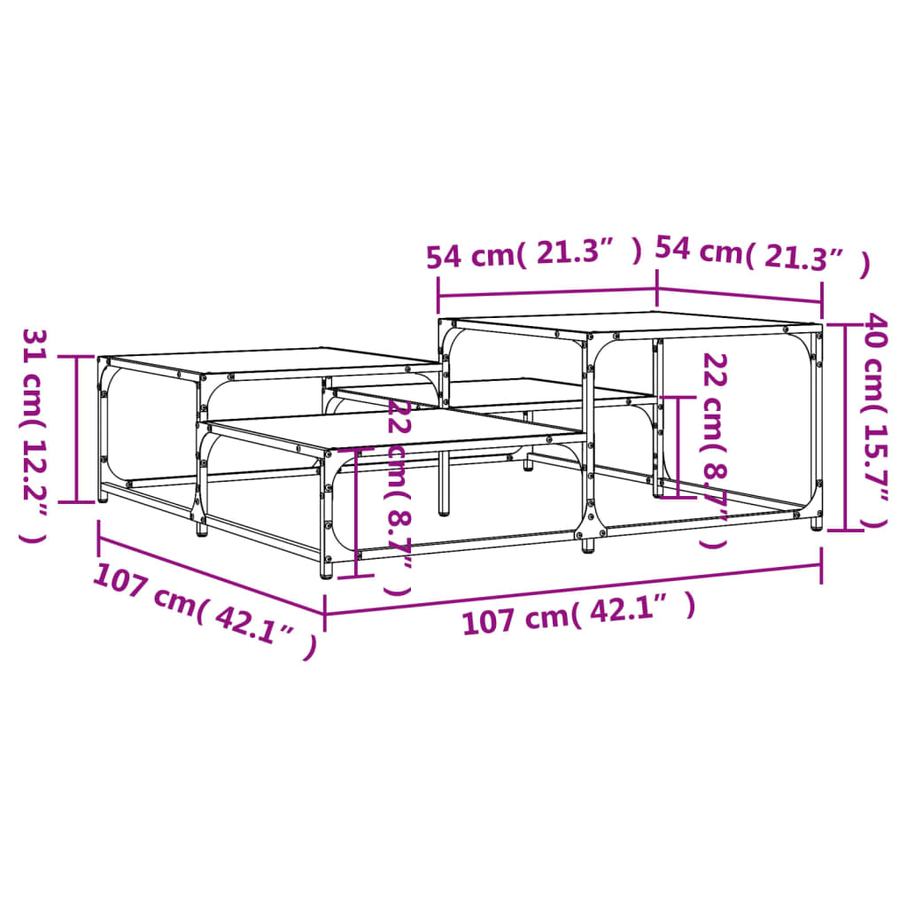 Table basse chêne sonoma 107x107x40 cm bois d'ingénierie