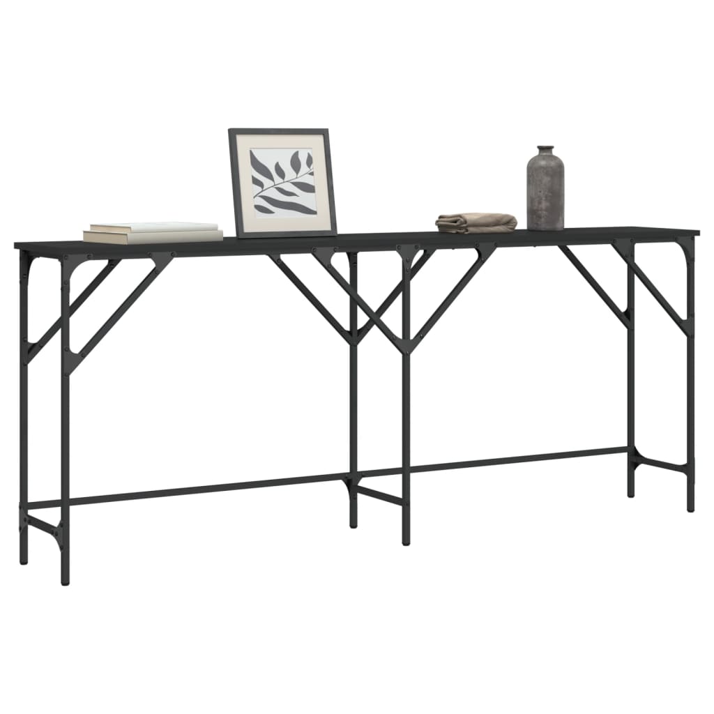 Black console table 180x29x75 cm engineered wood