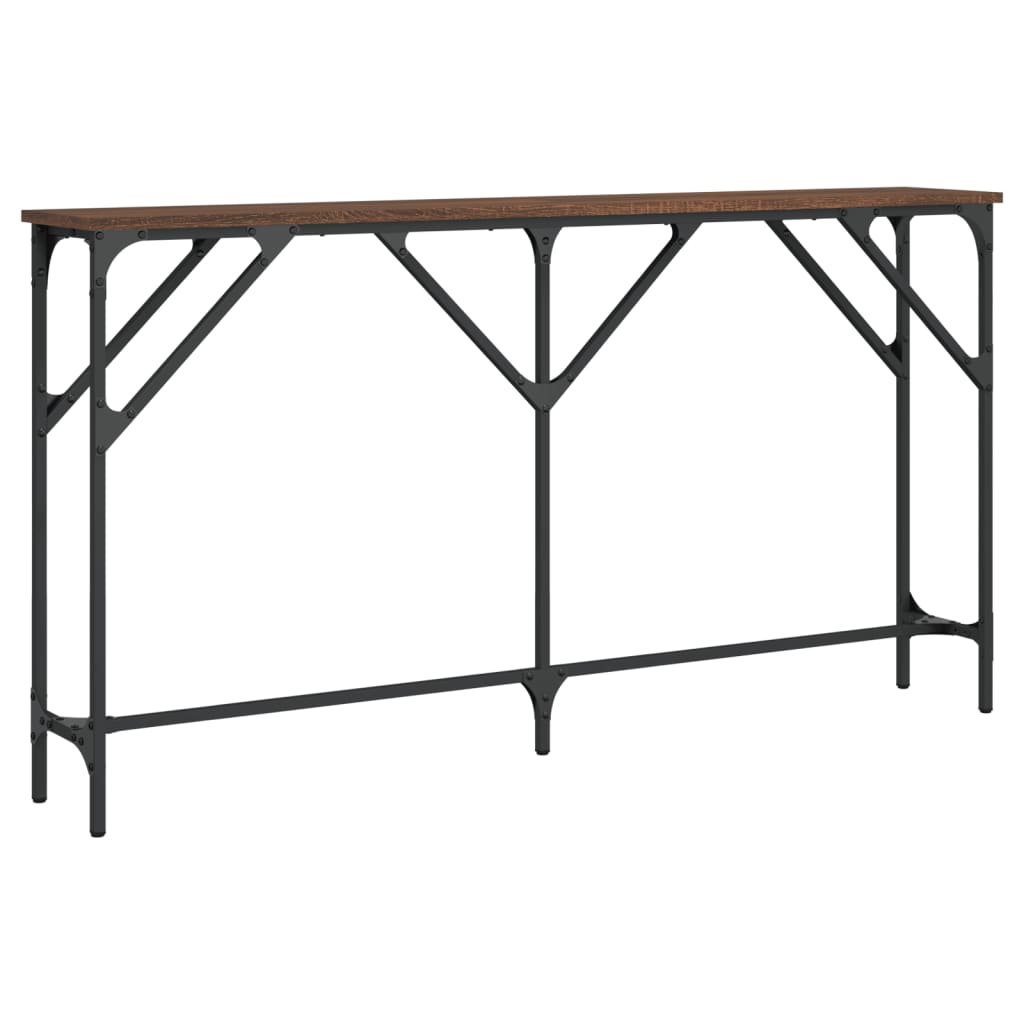 Table console chêne marron 140x23x75 cm bois d'ingénierie