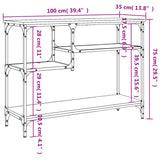 Table console avec étagères noir 100x35x75 cm