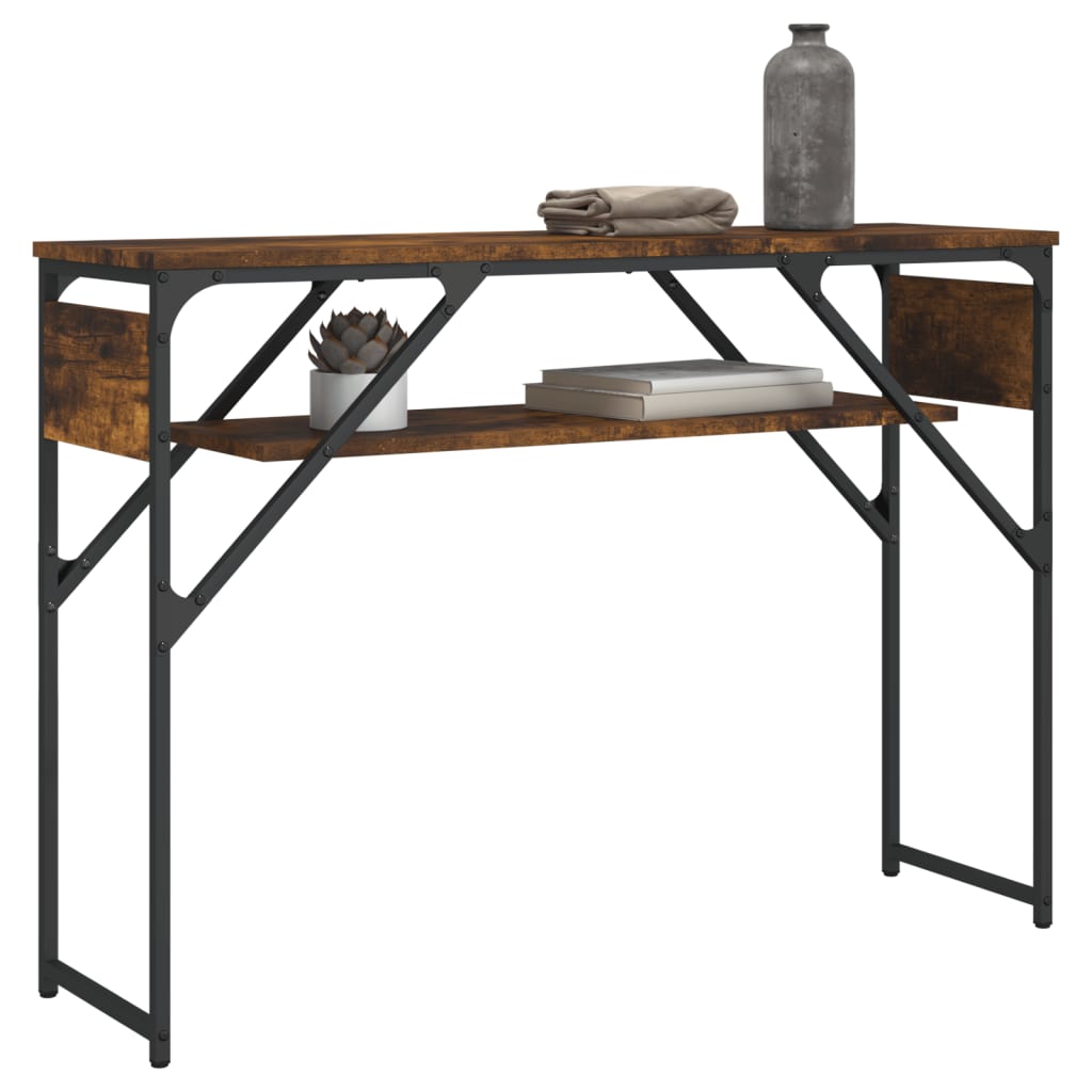 Table console avec étagère chêne fumé 105x30x75 cm