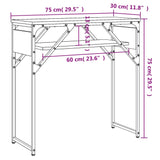 Table console avec étagère sonoma gris 75x30x75 cm