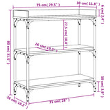 Table console avec étagères noir 75x30x80 cm