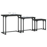 Tables basses gigognes 3 pcs noir bois d'ingénierie