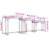 Tables basses gigognes 3 pcs noir bois d'ingénierie