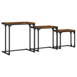 Tables basses gigognes 3 pcs chêne fumé bois d'ingénierie