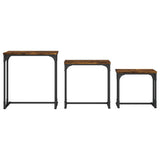 Tables basses gigognes 3 pcs chêne fumé bois d'ingénierie