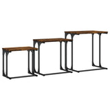 Tables basses gigognes 3 pcs chêne fumé bois d'ingénierie