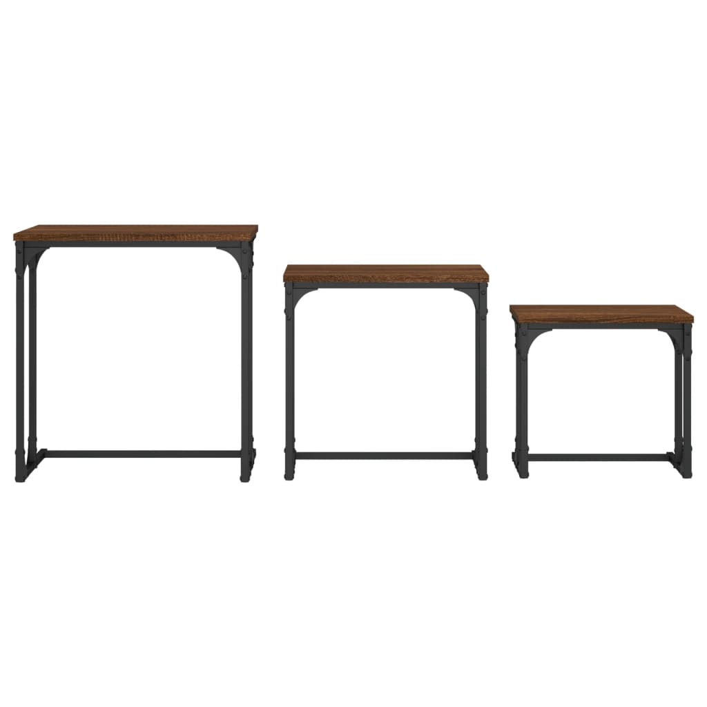 Tables basses gigognes 3 pcs chêne marron bois d'ingénierie