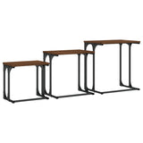 Tables basses gigognes 3 pcs chêne marron bois d'ingénierie