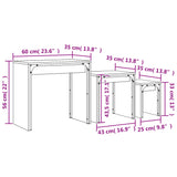 Tables basses gigognes 3 pcs noir bois d'ingénierie