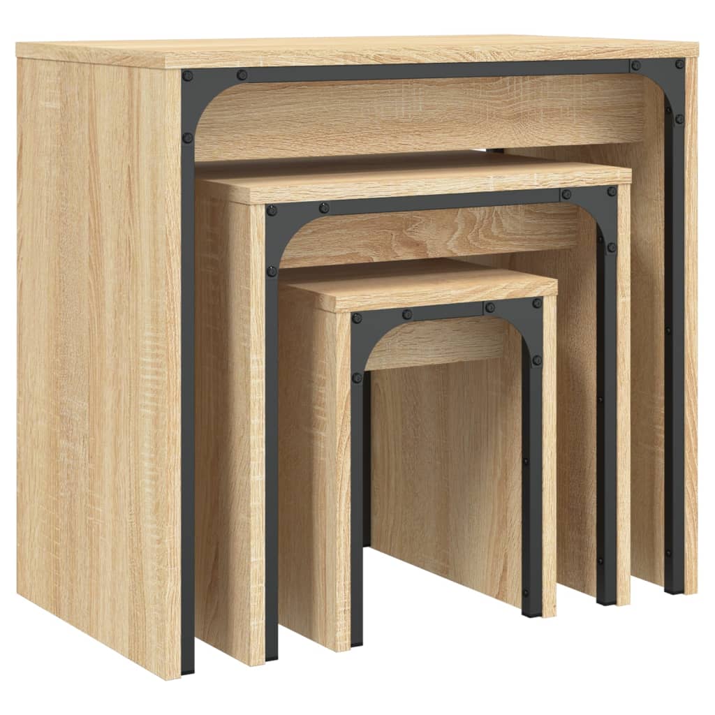 Tables basses gigognes 3 pcs chêne sonoma bois d'ingénierie