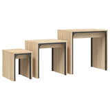 3 pcs nesting coffee tables sonoma oak engineered wood