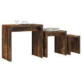 Tables basses gigognes 3 pcs chêne fumé bois d'ingénierie