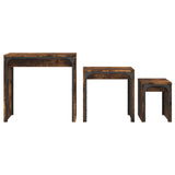 Tables basses gigognes 3 pcs chêne fumé bois d'ingénierie