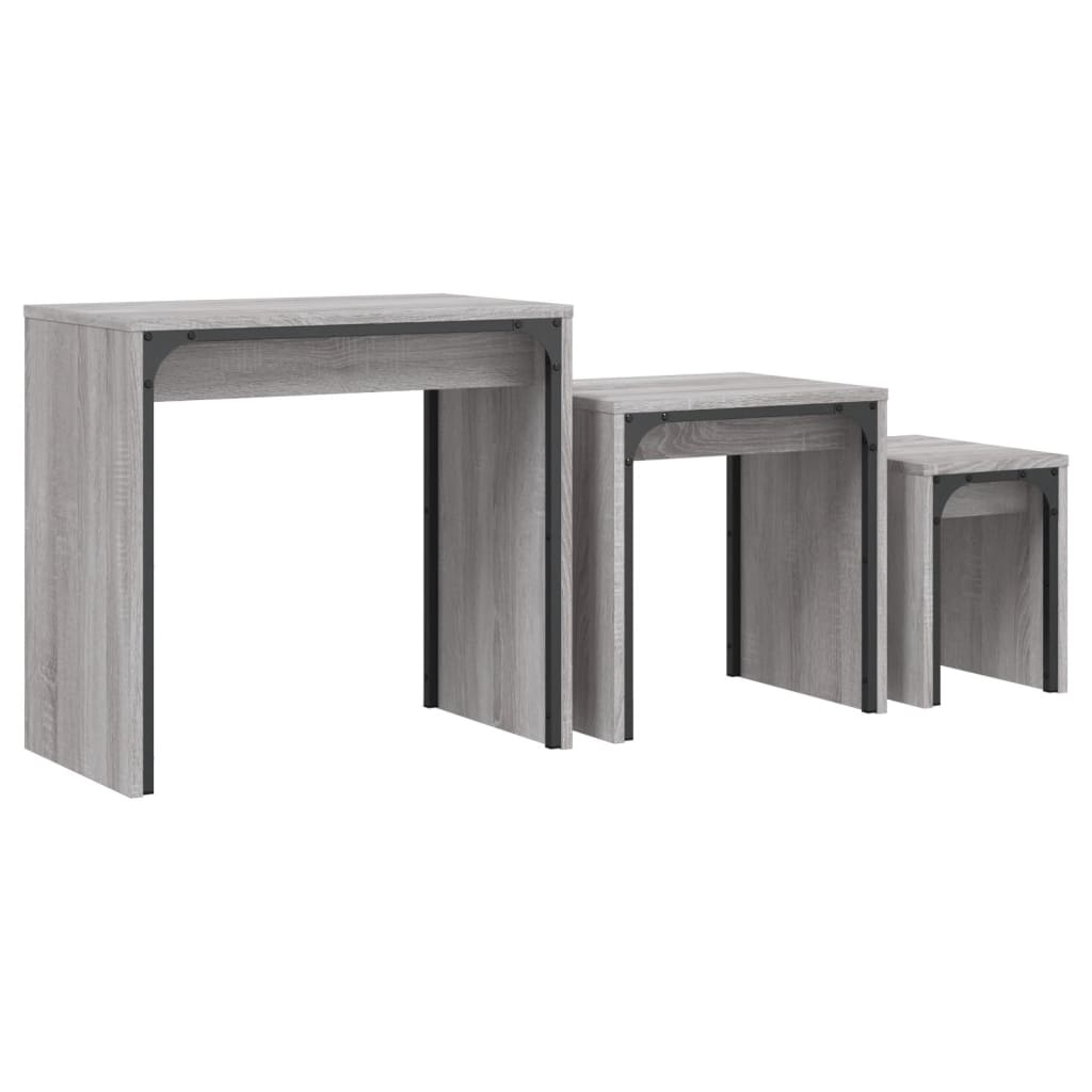 Tables basses gigognes 3 pcs sonoma gris bois d'ingénierie