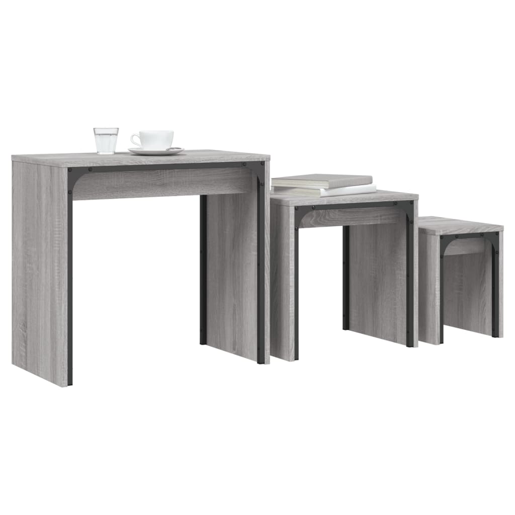 Tables basses gigognes 3 pcs sonoma gris bois d'ingénierie