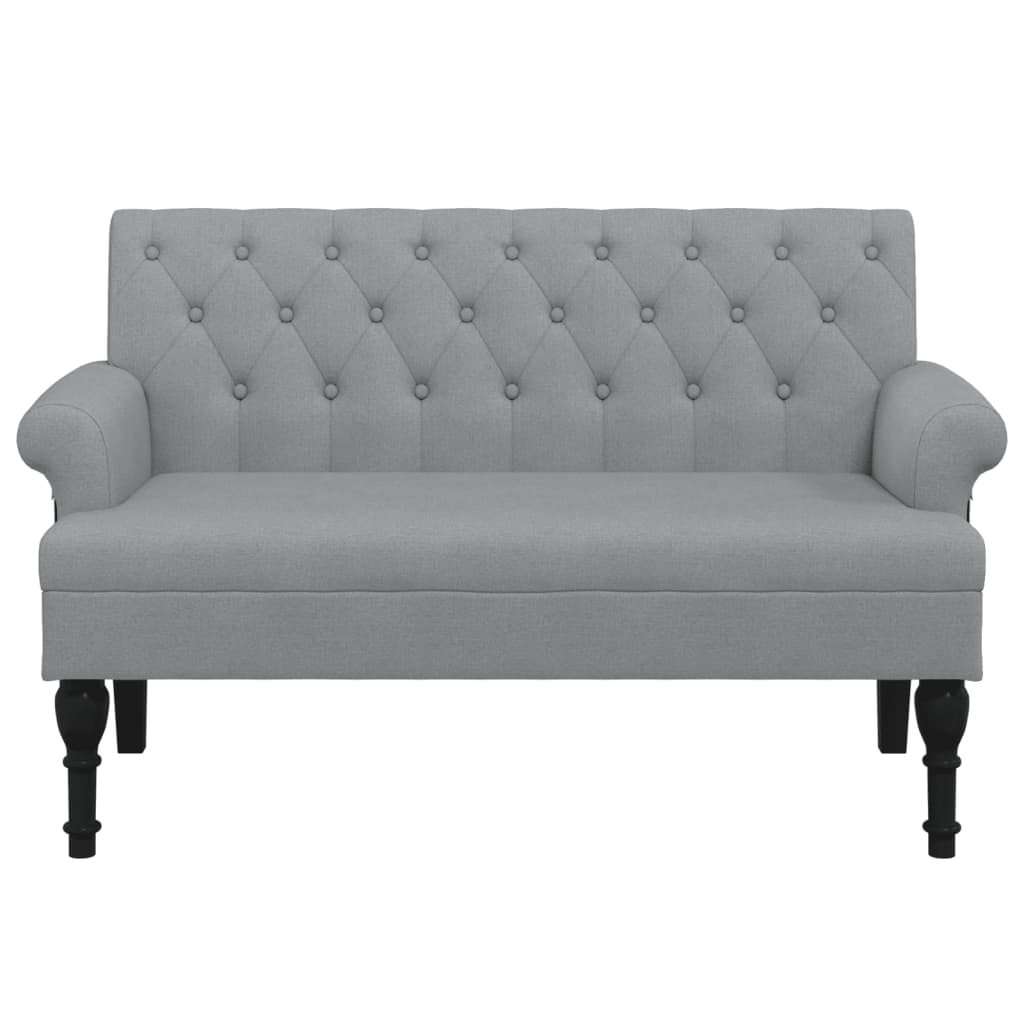 Banc avec dossier gris clair 120x62x75,5 cm tissu