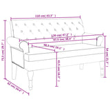 Banc avec dossier gris clair 120x62x75,5 cm tissu