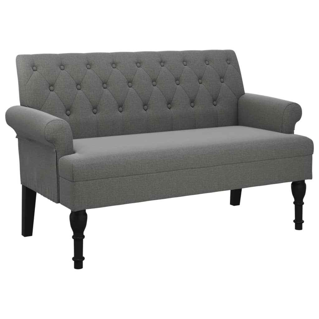 Banc avec dossier gris foncé 120x62x75,5 cm tissu