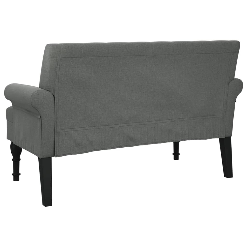 Banc avec dossier gris foncé 120x62x75,5 cm tissu