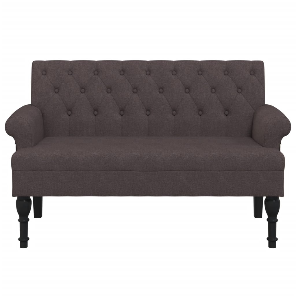 Banc avec dossier marron foncé 120x62x75,5 cm tissu