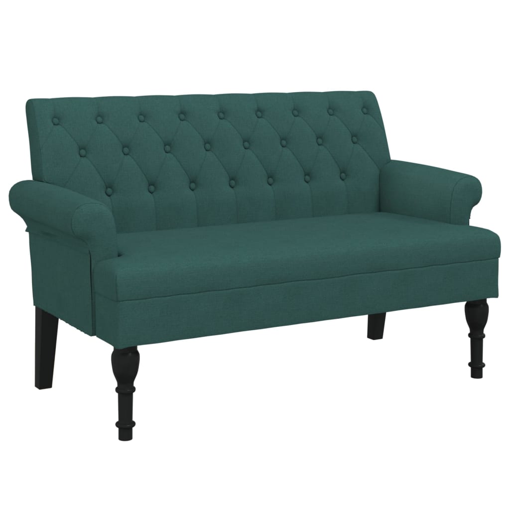 Banc avec dossier vert foncé 120x62x75,5 cm tissu