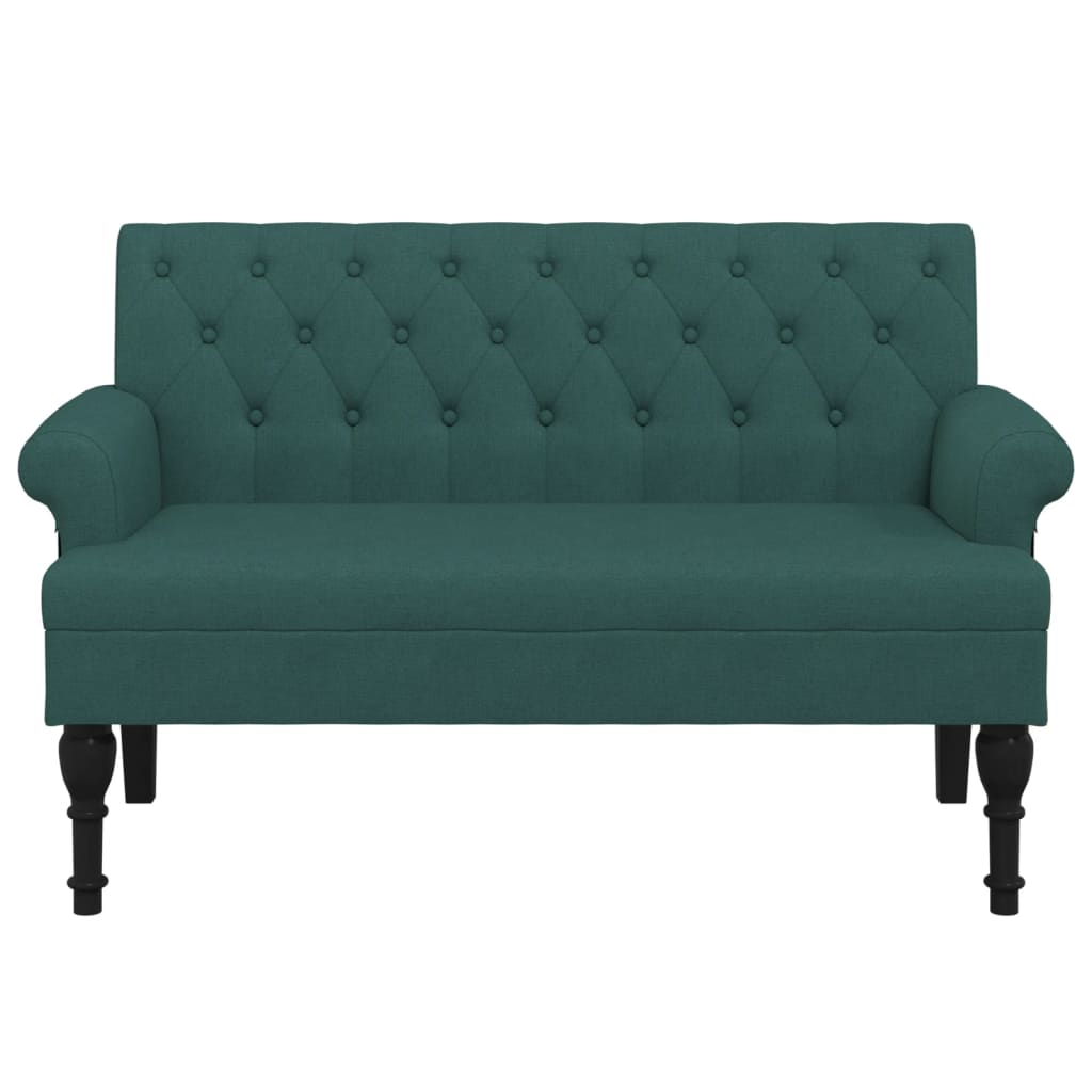 Banc avec dossier vert foncé 120x62x75,5 cm tissu