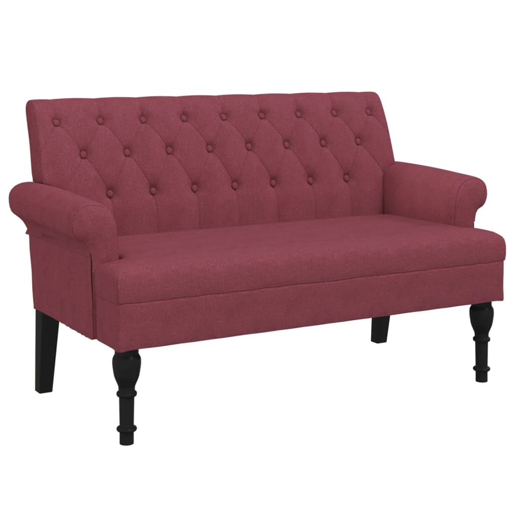 Banc avec dossier rouge bordeaux 120x62x75,5 cm tissu