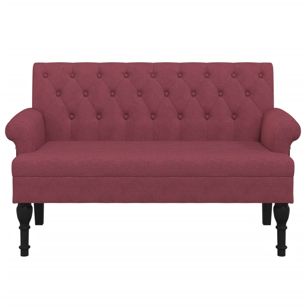 Banc avec dossier rouge bordeaux 120x62x75,5 cm tissu