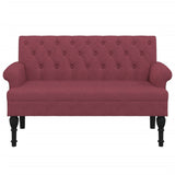 Banc avec dossier rouge bordeaux 120x62x75,5 cm tissu