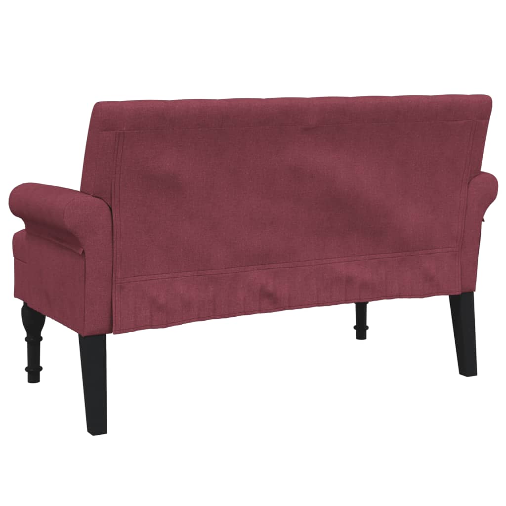 Banc avec dossier rouge bordeaux 120x62x75,5 cm tissu