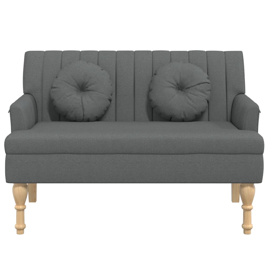 Banc avec coussins gris foncé 113x64,5x75,5 cm tissu