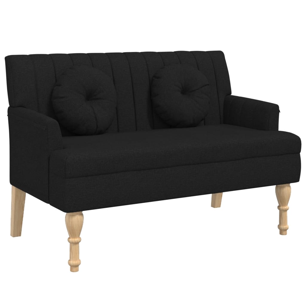 Banc avec coussins noir 113x64,5x75,5 cm tissu