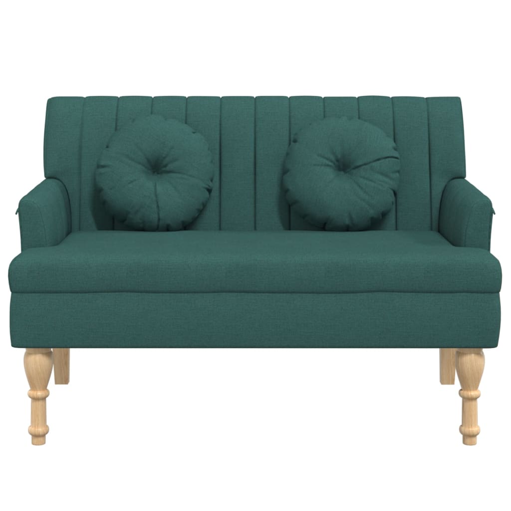 Banc avec coussins vert foncé 113x64,5x75,5 cm tissu