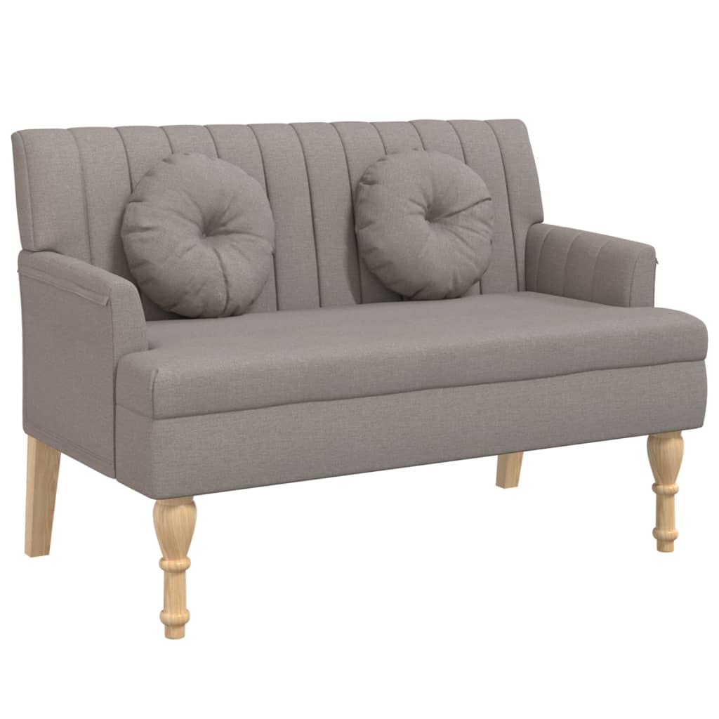 Banc avec coussins taupe 113x64,5x75,5 cm tissu