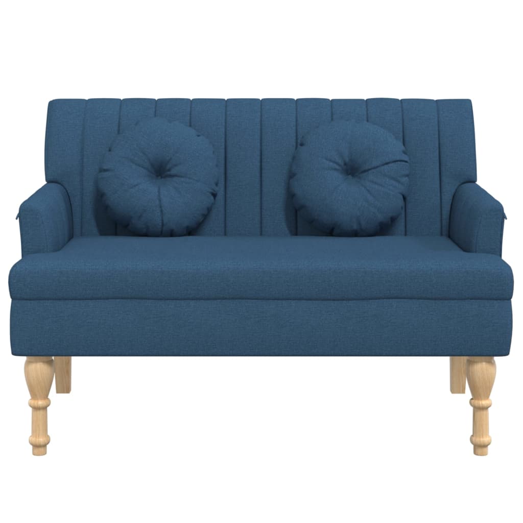 Banc avec coussins bleu 113x64,5x75,5 cm tissu