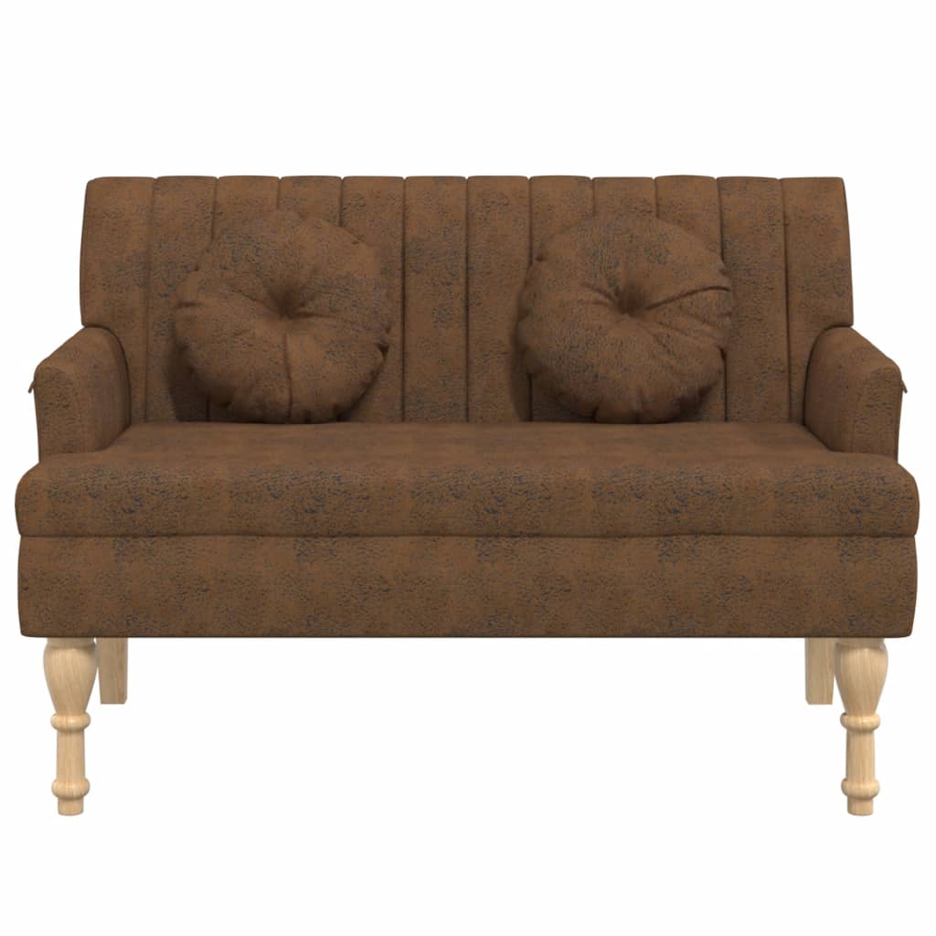 Banc avec coussins marron 113x64,5x75,5 cm similicuir daim