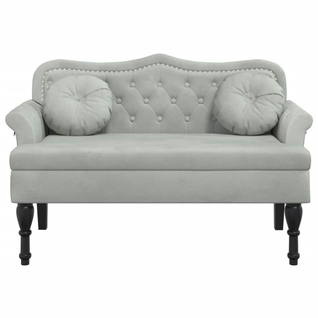 Bench with light grey cushions 120.5x65x75 cm velvet