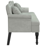 Bench with light grey cushions 120.5x65x75 cm velvet