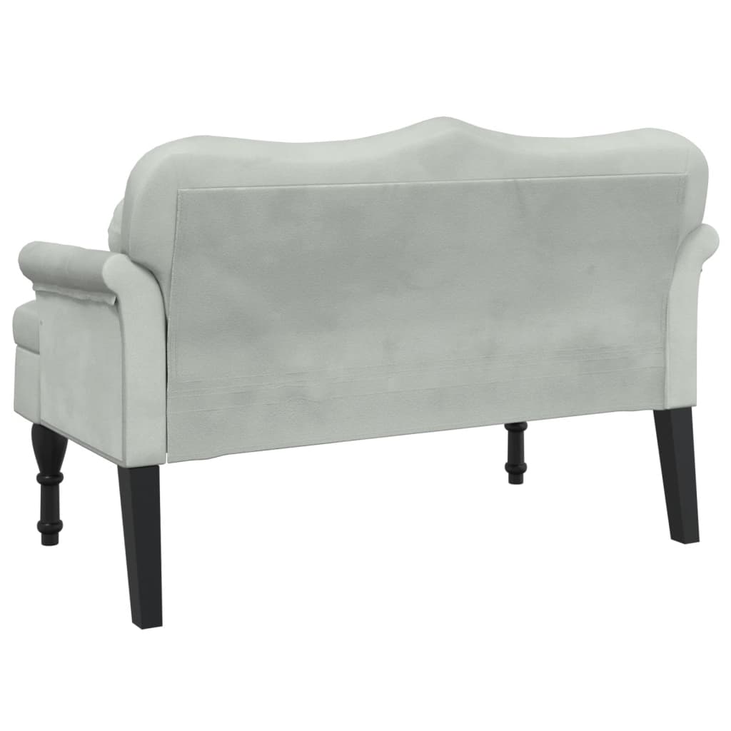 Bench with light grey cushions 120.5x65x75 cm velvet