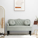 Bench with light grey cushions 120.5x65x75 cm velvet