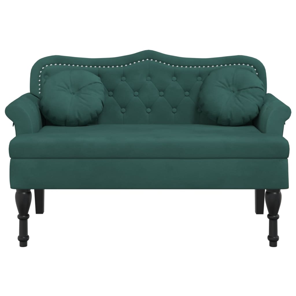 Banc avec coussins vert foncé 120,5x65x75 cm velours